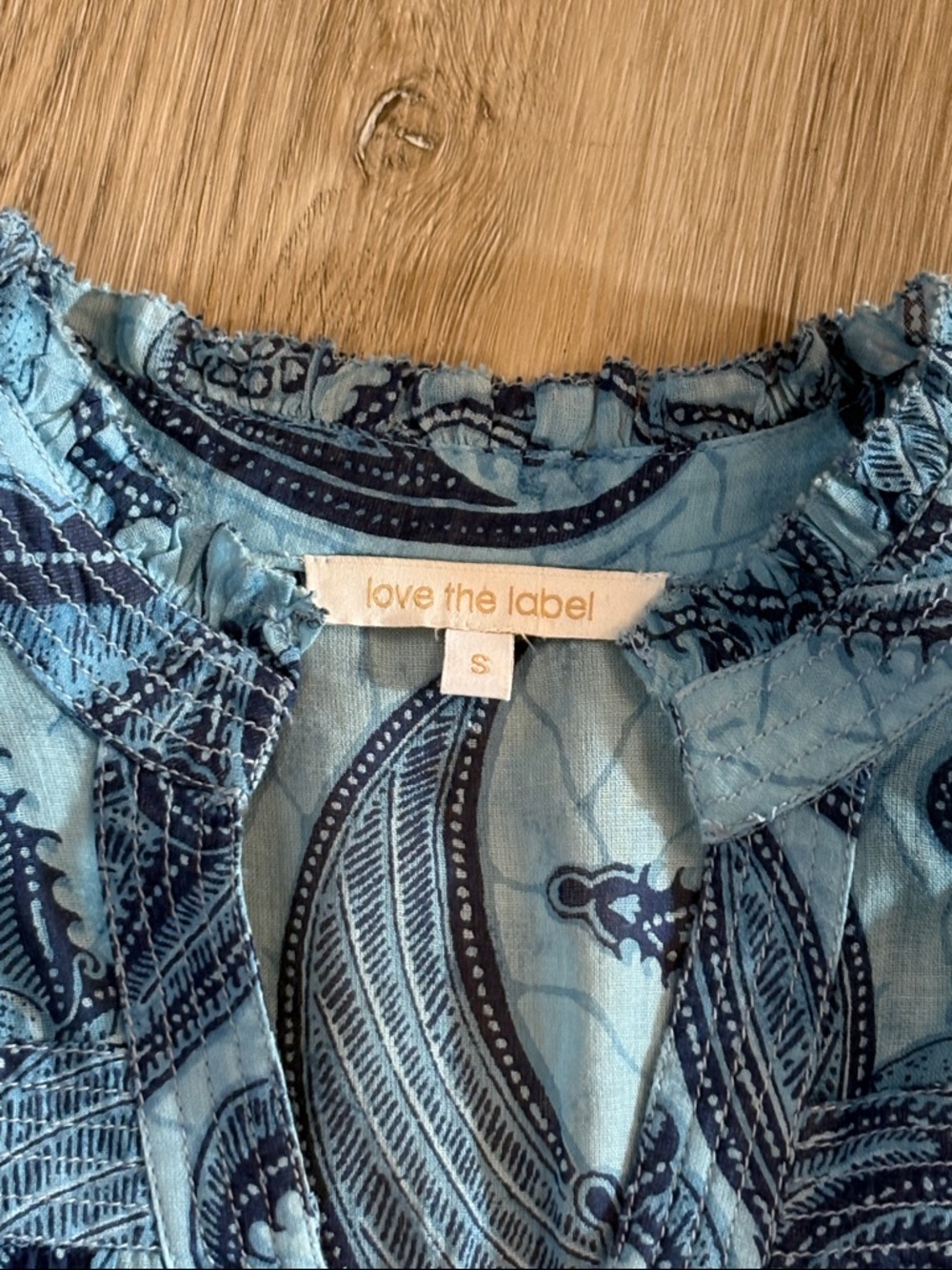Love The Label Sara Top - Sasha Blue Paisley size small boho peasant festival - Picture 2 of 7